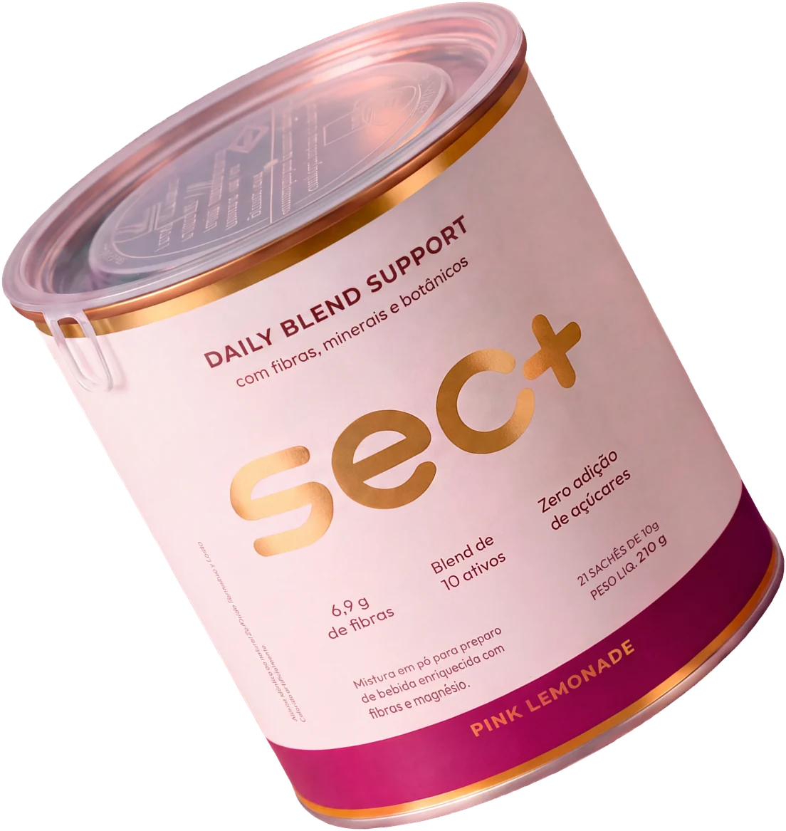 Lata do SEC+ Daily Blend Support sabor pink lemonade